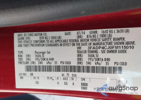 2015 Ford Fiesta Titanium from USA, damaged, VIN 3FADP4CJ0FM115010